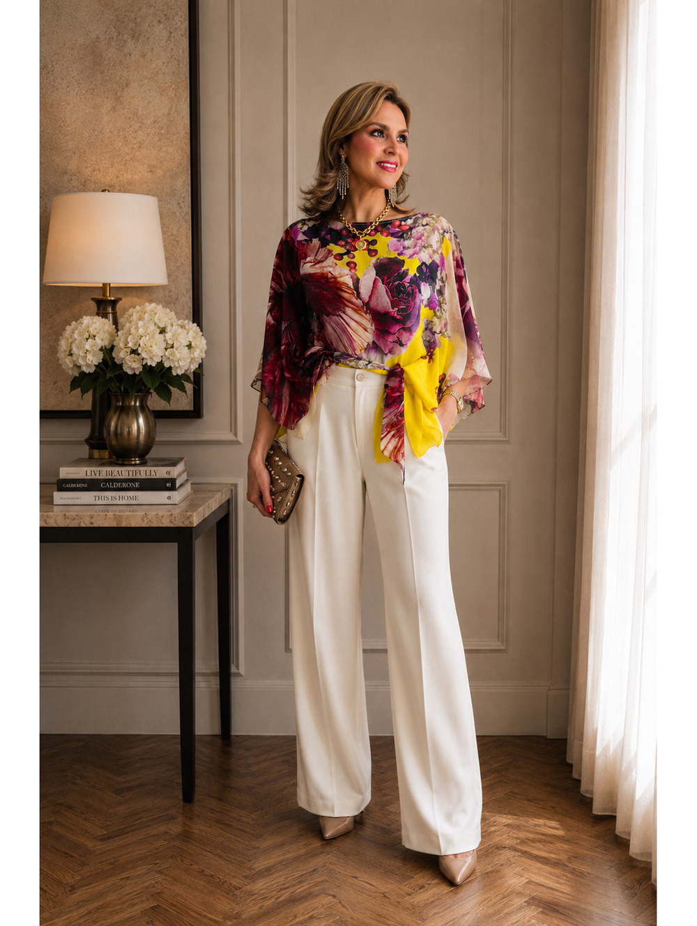 Roberto Cavalli Floral Print Silk Scarf Blouse